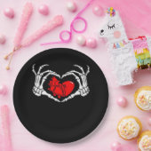 怖いスケルトン手と赤いハート不気味不気味V ペーパープレート (パーティー)