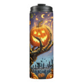 怖いスケルトン手押さえカボチャ タンブラー (正面)