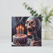 怖いスケルトン誕生日折り返しグリーティングカード カード (スタンド正面)