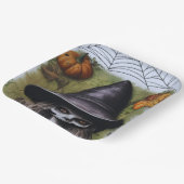 怖いスケルトン魔女の不気味なハローウィンパーティ ペーパープレート (傾斜あり)