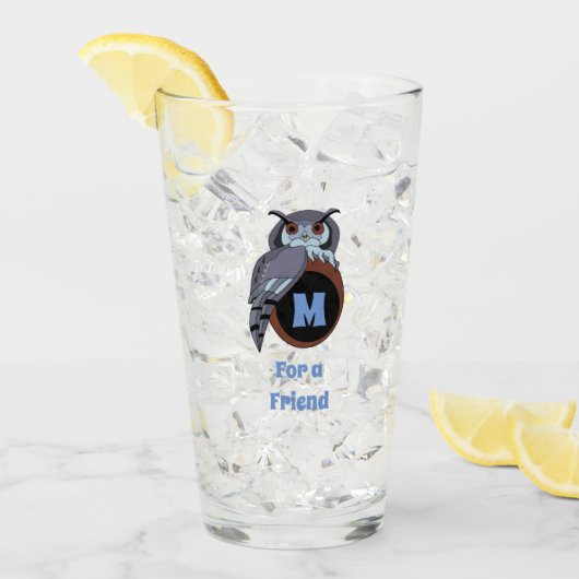 怖いスコップフクロウモノグラム タンブラーグラス (アイス正面)