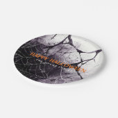 怖いスパイダーウェブハッピーハローウィン名前をカスタムする ペーパープレート (アングル)