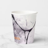 怖いスパイダーウェブハッピーハローウィン名前をカスタムする 紙コップ (裏面)