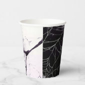 怖いスパイダーウェブハッピーハローウィン名前をカスタムする 紙コップ (右)