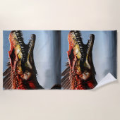 怖いスピノサウルス恐竜、ビーチタオル ビーチタオル (正面)