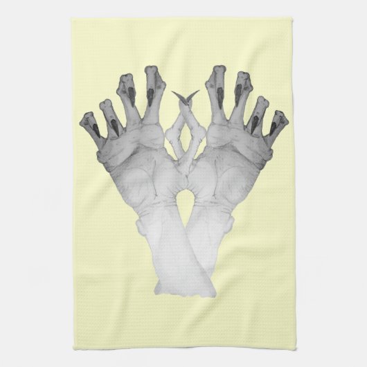 怖いゾクゾクした化け物のナラ手 キッチンタオル (縦)