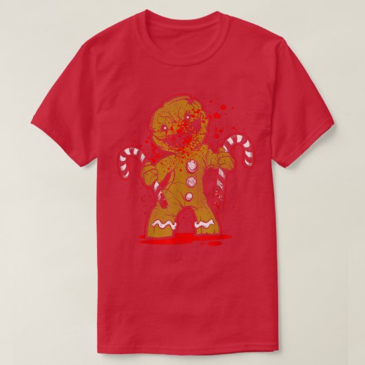 怖いゾンビジンジャーブレッドマン Tシャツ (デザイン正面)