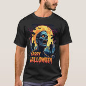 怖いゾンビハロウィンムーンシャツ Tシャツ (正面)