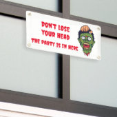 怖いゾンビハロウィーンテーマバナー 横断幕 (ビルの外側)