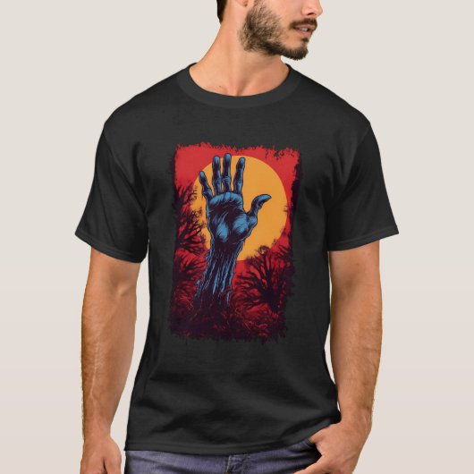 怖いゾンビハンドゾンビコアスケルトン不気味手 Tシャツ (正面)