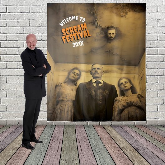 怖いゾンビファミリー ハロウィン 吊り下げ背景 タペストリー