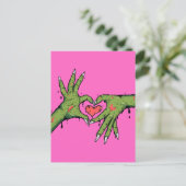 怖いゾンビ手作りハート ポストカード (スタンド正面)