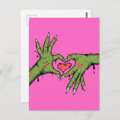 怖いゾンビ手作りハート ポストカード (正面/裏面)
