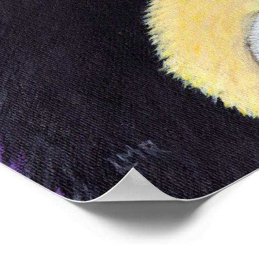 怖いタキシード猫と可愛い絵画アヒル ポスター (角)