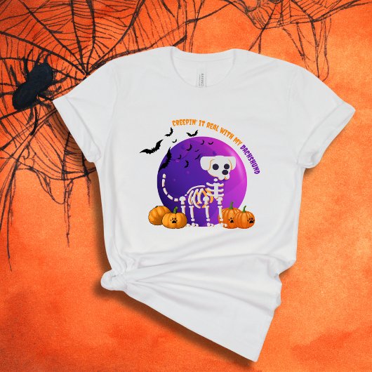 怖いダックスシュント・ハロウィーン満月Tシャツ Tシャツ