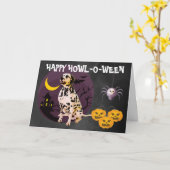 怖いダルメシアンハロウィン カード (黄色い花)