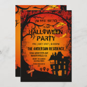 怖いダークナイトハロウィーンこうもりパーティー 招待状 (正面/裏面)