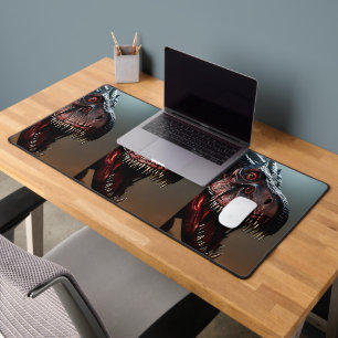怖いティラノサウルスレックス顔、コンピュータデスクマット デスクマット