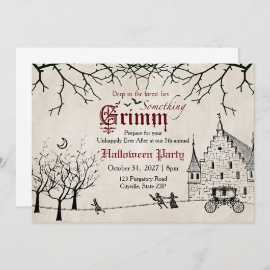 怖いテイルズダークフェアリーテイルハロウィーン招待状 招待状 (正面/裏面)