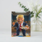 怖いトランプが美術館でアートをコントロール ポストカード (スタンド正面)