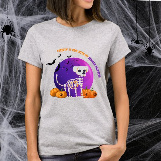 怖いドイツの羊飼いハロウィーン満月Tシャツ Tシャツ
