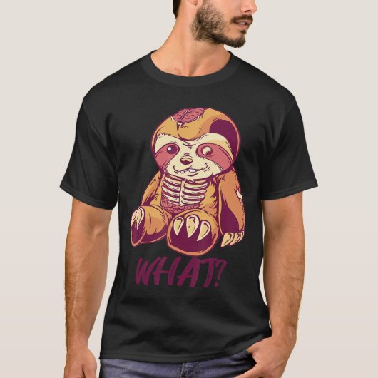 怖いナマケモノのホラー 殺人スロース 何が面白い Tシャツ (正面)