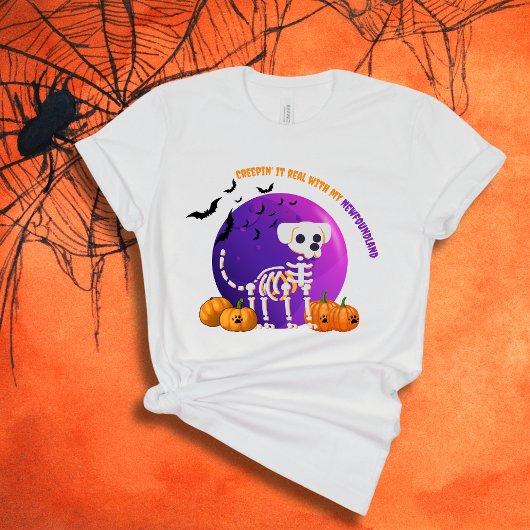 怖いニューファンドランドハロウィンフルムーンTシャツ Tシャツ