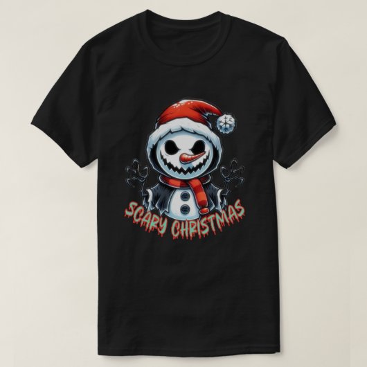 怖いノエル、怖い雪だるま Tシャツ (デザイン正面)