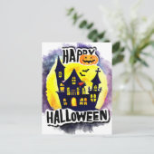 怖いハッピーハローウィンナイトレイヴンこうもり魔女 ポストカード (スタンド正面)