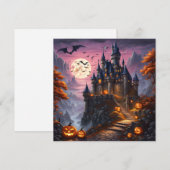 怖いハロウィンのお城とカボチャ シーズンカード (正面/裏面)