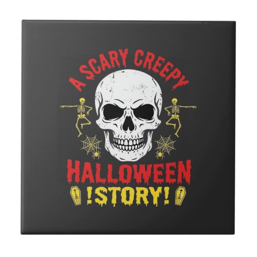 怖いハロウィンのお話 ドクロデザイン_1 タイル (正面)