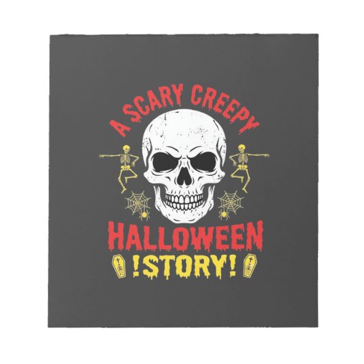 怖いハロウィンのお話 ドクロデザイン_1 ノートパッド (正面)