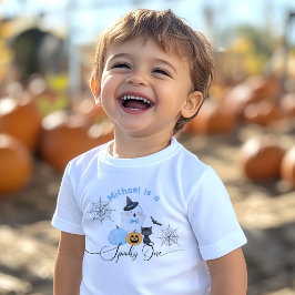 怖いハロウィンのお誕生日青いブー ベビーTシャツ