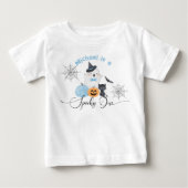 怖いハロウィンのお誕生日青いブー ベビーTシャツ (正面)