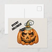 怖いハロウィンのカボチャとクモ ポストカード (正面/裏面)