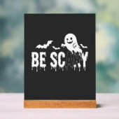 怖いハロウィンの幽霊コウモリデザイン_1 アクリルサイン (ニュートラル)