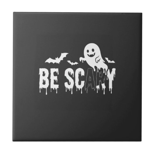 怖いハロウィンの幽霊コウモリデザイン_1 タイル (正面)