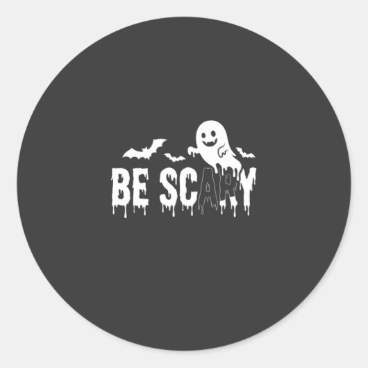 怖いハロウィンの幽霊コウモリデザイン_1 ラウンドシール (正面)