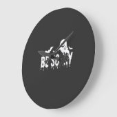 怖いハロウィンの幽霊コウモリデザイン_1 ラージ壁時計 (傾斜)