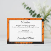 怖いハロウィンの木の結婚式の披露宴 エンクロージャーカード (スタンド正面)