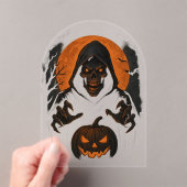 怖いハロウィンウィザード – 不気味なフード付きスカル アクリル招待状 (インサイチュ (ポータブル))