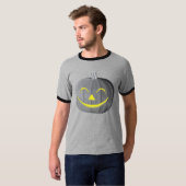怖いハロウィンカボチャ黒と白のTシャツ Tシャツ (正面フル)