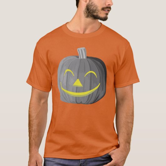 怖いハロウィンカボチャ黒と白のTシャツ Tシャツ (正面)