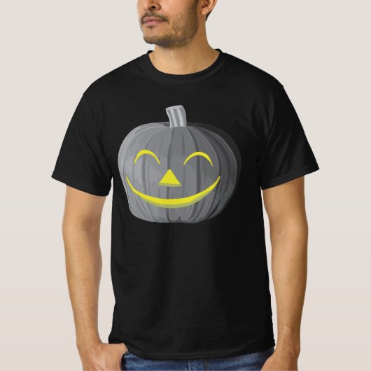 怖いハロウィンカボチャ黒と白のTシャツ Tシャツ (正面)
