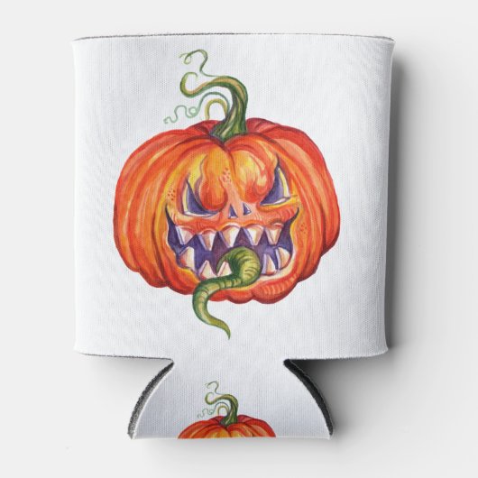 怖いハロウィンカボチャ 缶クーラー (正面)