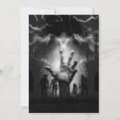 怖いハロウィンパーティーのゾンビ 黒い怖い夜 招待状 (裏面)