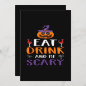 怖いハロウィンパーティーの魔法使いの飲み物「食べろ、飲め、怖がれ」 シーズンカード (正面/裏面)