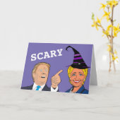 怖いハロウィンヒラリーとトランプのカード カード (黄色い花)