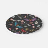 怖いハロウィンモダンイコンスカルこうもり眼球 ペーパープレート (アングル)