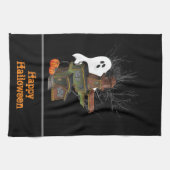 怖いハロウィン幽霊のよく出るハウスウィズ幽霊 キッチンタオル (横)